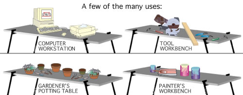 computer workstation, Tool workbench, Garden table, painters workbencher's